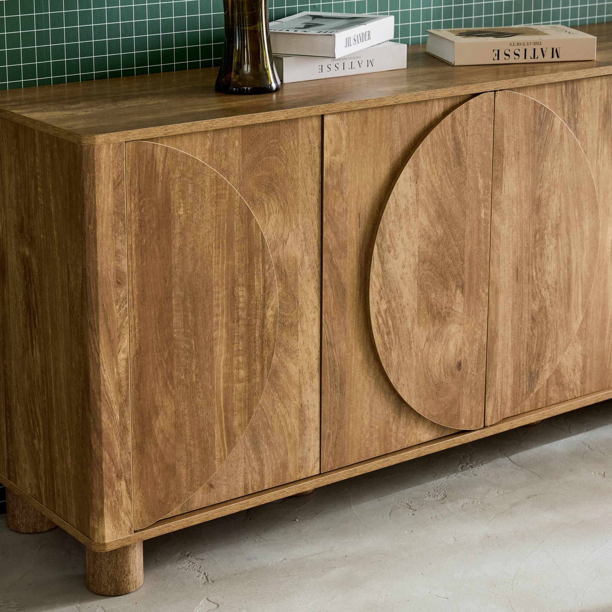Buffet décor bois 4 portes 155cm PONDI