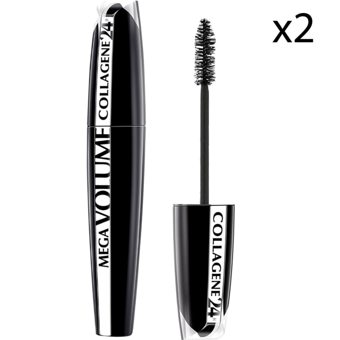 2x Mascara Nero Volumizzante e Rimpolpante Mega Volume Collagene 24h
