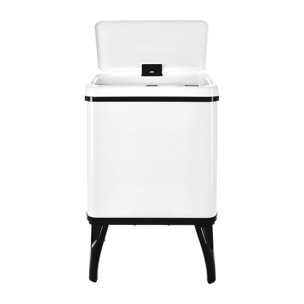 Well home - cubo de basura inteligente para reciclaje con apertura automática y contacto manual 15l+15l 35,5x26x60cm color blanco