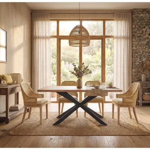 Mesas de Comedor de Madera de Acacia 180 Cm Estilo Industrial