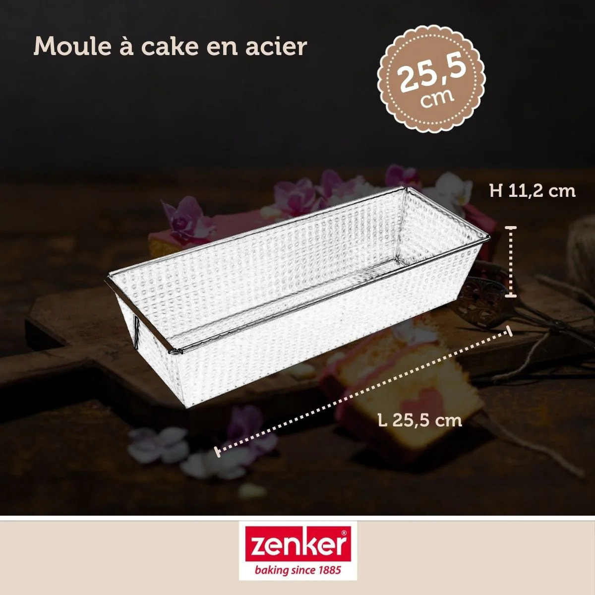 Set pâtisserie avec moule à cake acier 25 cm, 2 bols à mixer, verre mesureur et spatule Zenker