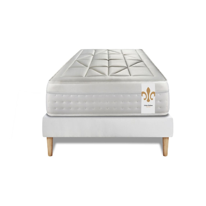 Ensemble Matelas Vingt-Huit - 28cm - Ressorts ensachés et mémoire de forme - Soutien sur mesure - Sommier kit Blanc