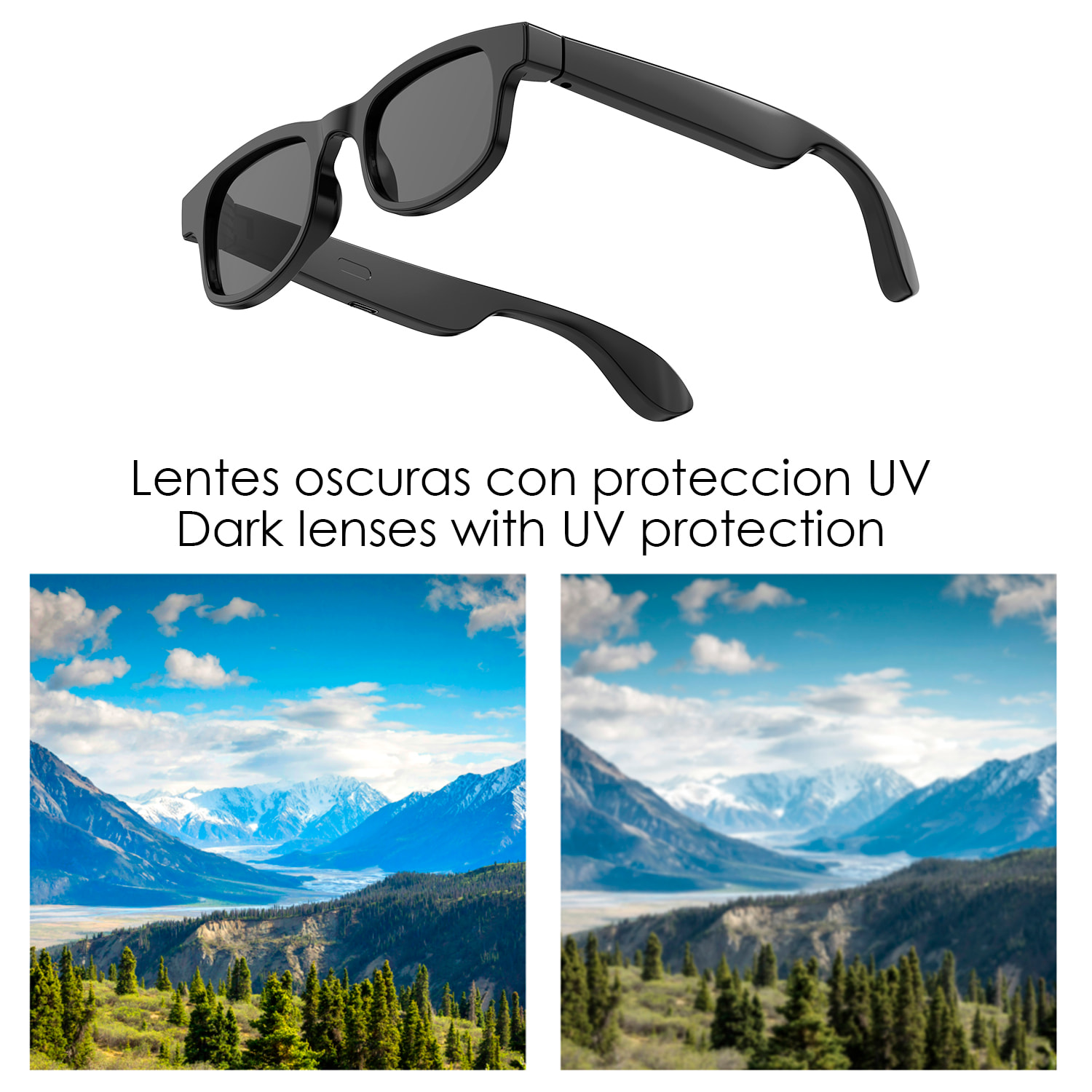 Occhiali smart AIMB-V3, chiamata bluetooth, assistente vocale, controllo remoto della fotocamera, occhiali da sole e lenti anti luce blu.