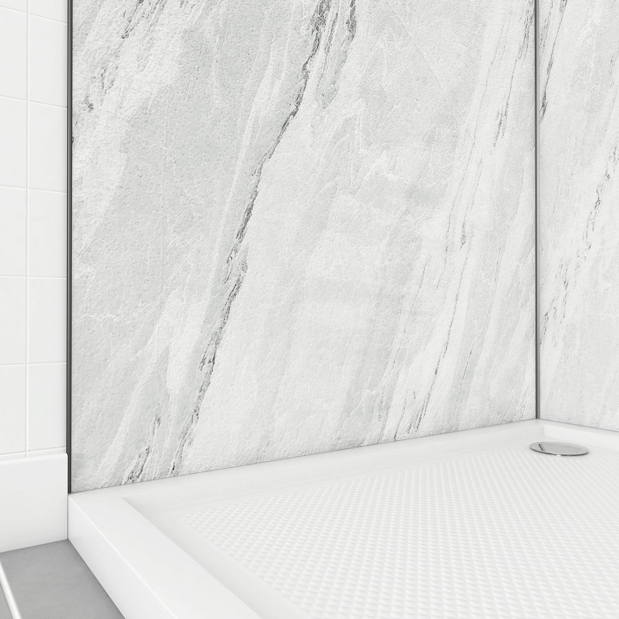 Pack de 2 Panneaux Muraux Pierre Artic Storm 90+90x210 cm avec Profilés NOIR MAT - STONE'IT