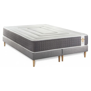Ensemble Matelas Vingt-Six - 26cm - Ressorts ensachés et mémoire de forme - Confort 5? - Sommier Tapissier Gris