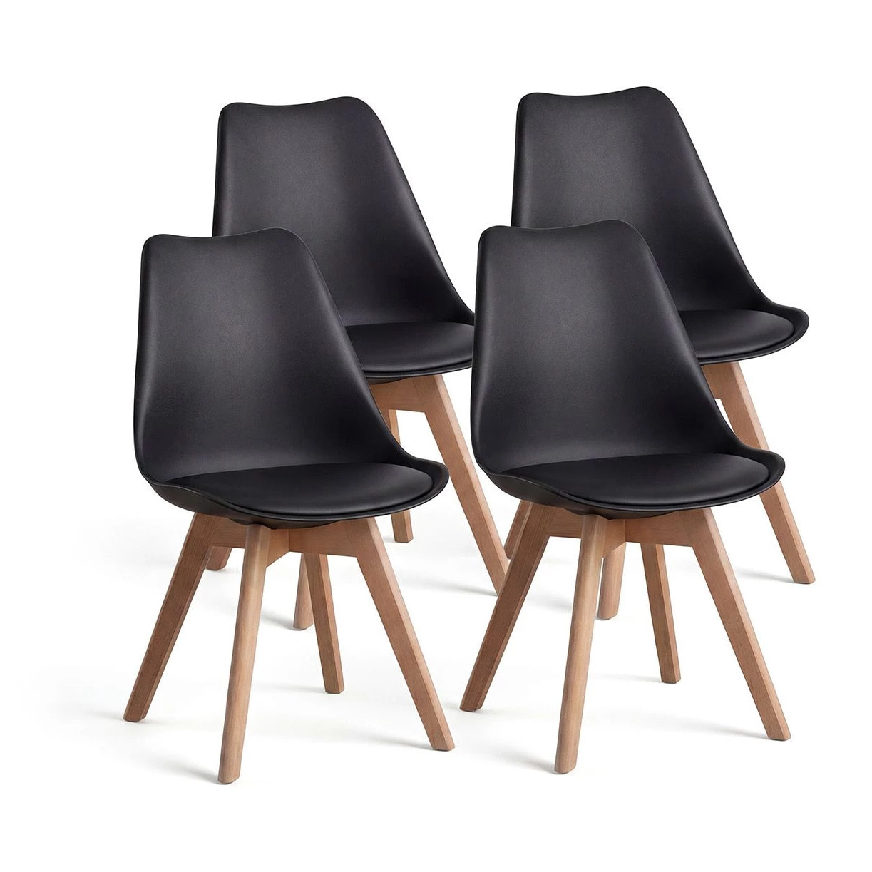 Pack 4 sillas de comedor en negro 83x39,5 cm Beench Negro