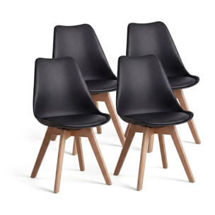 Pack 4 sillas de comedor en negro 83x39,5 cm Beench Negro