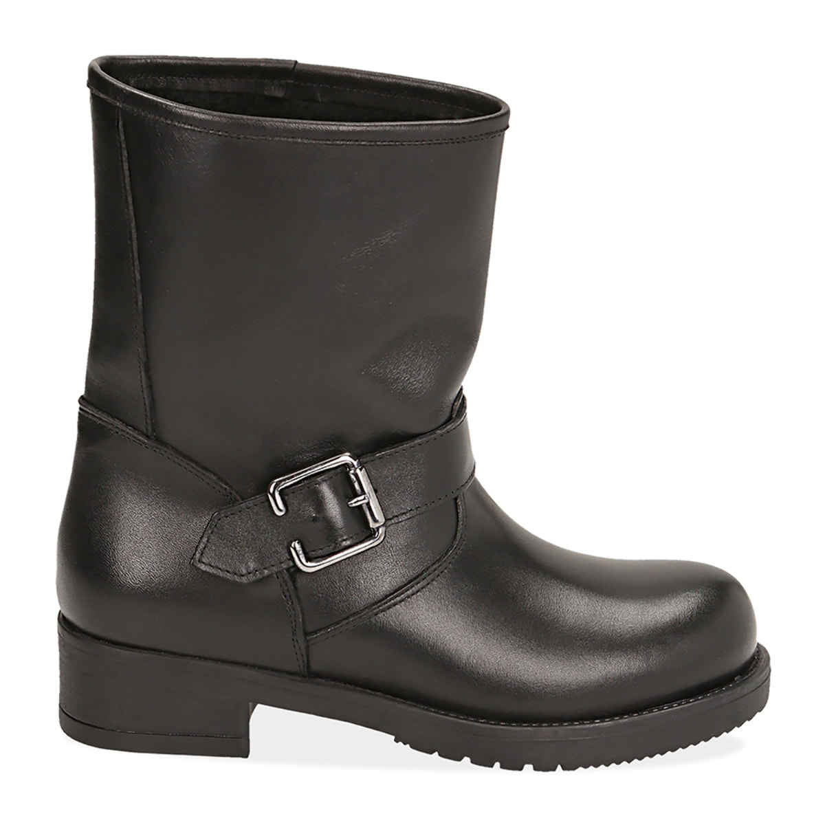 Biker boots neri in pelle di vitello