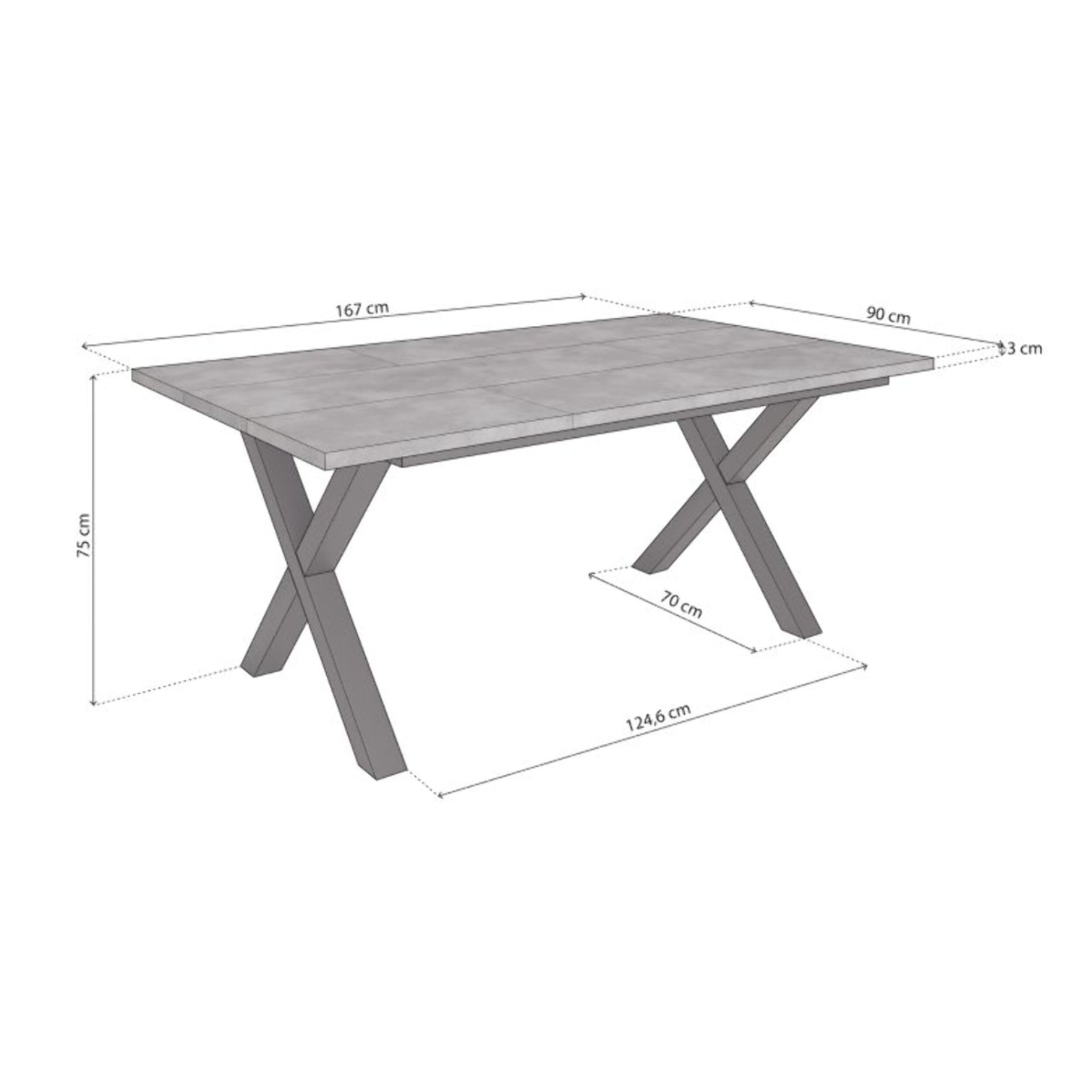 Mesa de comedor Oana 170 Cemento Negro