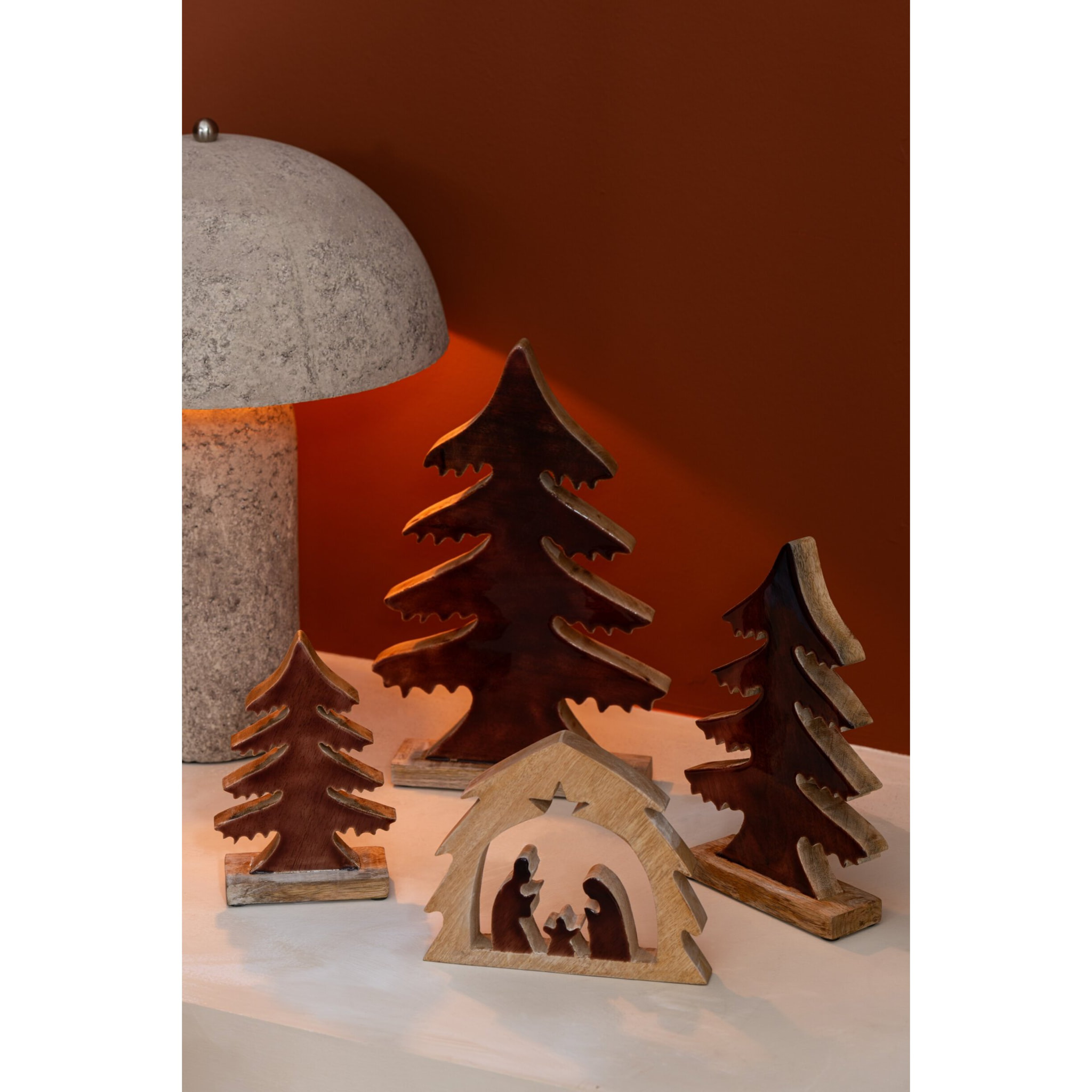 J-Line décoration Pin Sur Base Bois - bois - naturel/marron - small