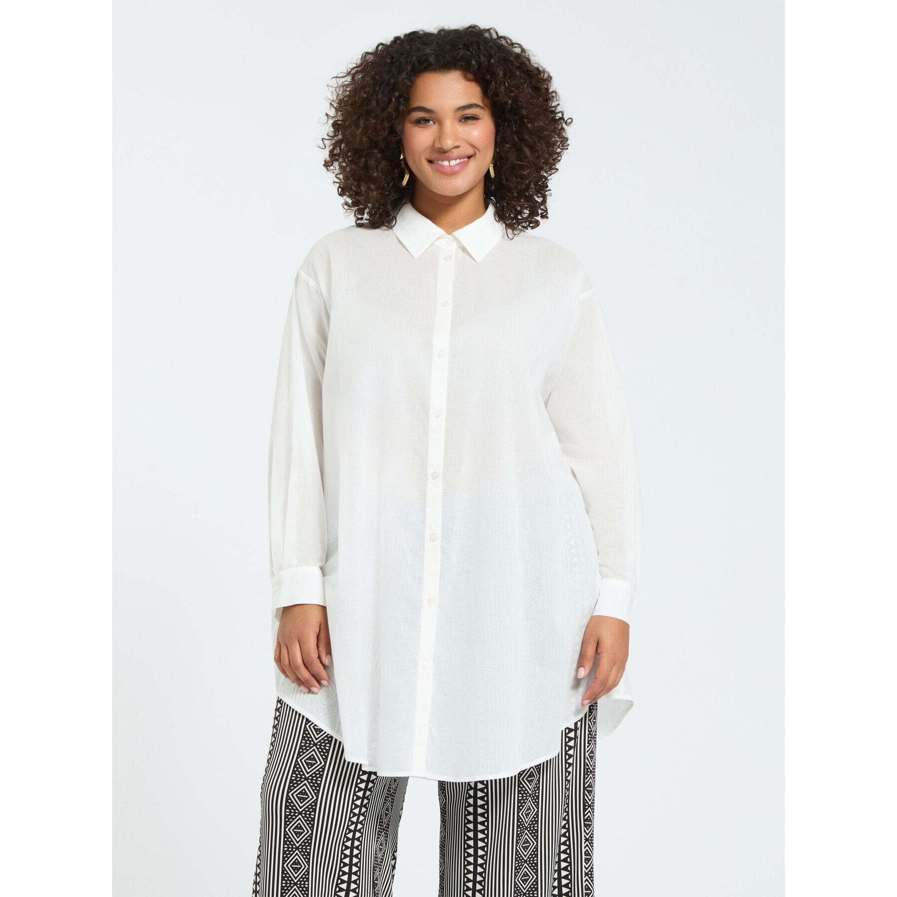 Fiorella Rubino - Camicia lunga in cotone - Bianco