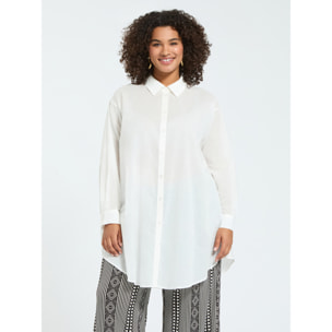 Fiorella Rubino - Camicia lunga in cotone - Bianco