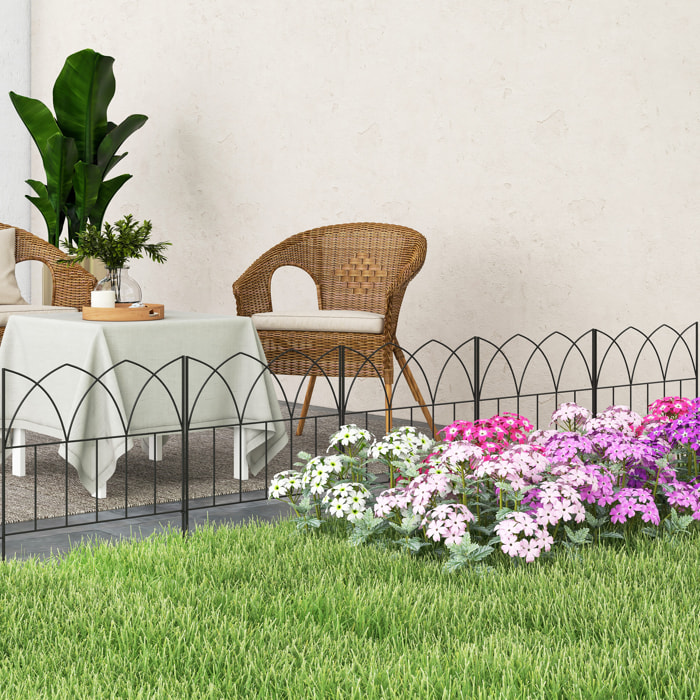 Vallas de Jardín 205x45,5 cm Set de 5 Vallas Decorativas para Jardín de Metal Combinación Libre Barrera para Animales para Terraza Patio Césped Negro