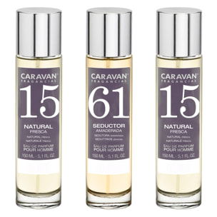 3x caravan perfume de hombre nº61 (2)nº15 - 150ml.