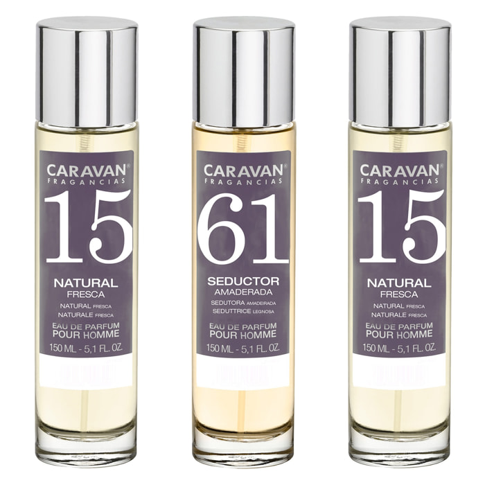 3x caravan perfume de hombre nº61 (2)nº15 - 150ml.