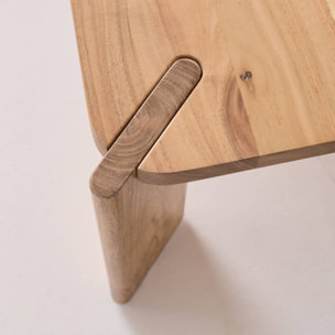Table basse exotique carrée bois massif 80cm naturel - Reva