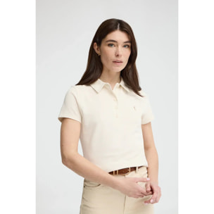 Polo color crudo de manga corta con corte slim y bordado Rigby Go