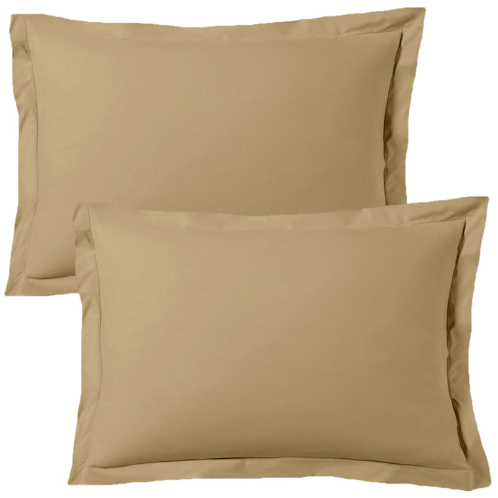 Lot de 2 taies d'oreiller satin de coton beige