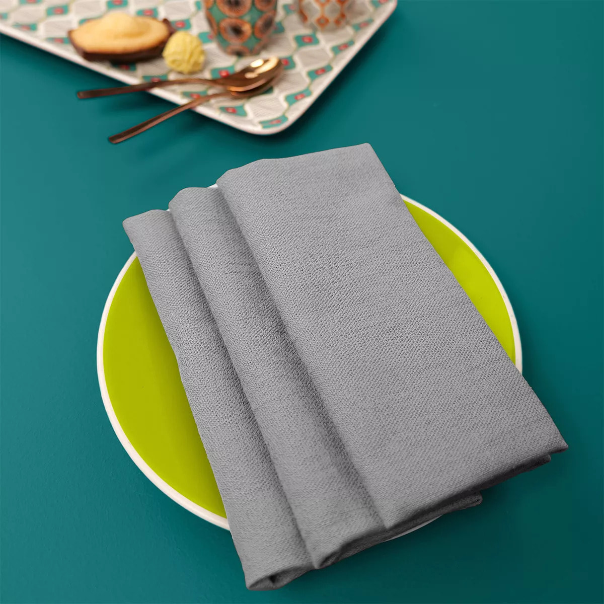 Serviette pur coton motif jacquard gris anthracite Bastide gris