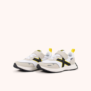 MUNICH MINI XEMINE VCO 03 Zapatilla Infantil Blanca y Gris con Cierre de Velcro