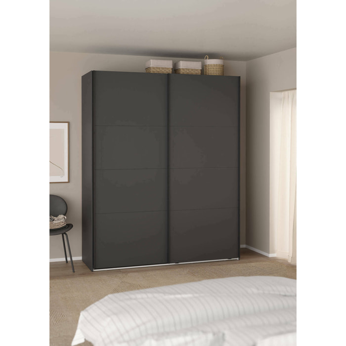 Armadio multiuso 2 ante Gomer, Mobile multifunzionale, Mobiletto scarpiera, Guardaroba porta scarpe, 179x65 h220 cm, Grigio