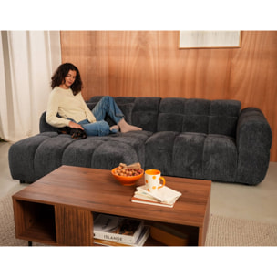 Mini Ray - Canapé d'angle gauche 4 places en tissu texturé - Gris Anthracite