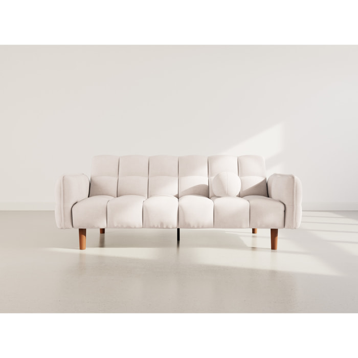 Adam - Canapé convertible clic-clac 2 places en tissu texturé - Beige