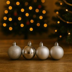 Bola de navidad  x 4 plata.