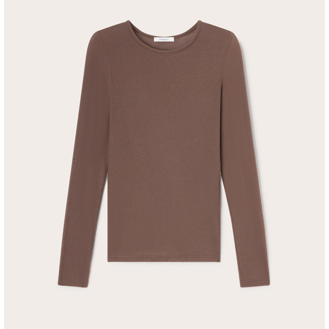 Motivi - T-shirt a coste in misto modal - Marrone