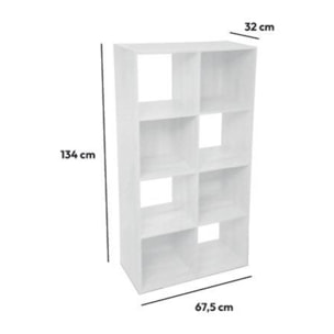 Estante de madera 8 cajas de mezcla blancas