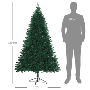 Homcom Albero di Natale Artificiale 180cm 1000 punte Folto e Realistico Verde Ð¤102cm