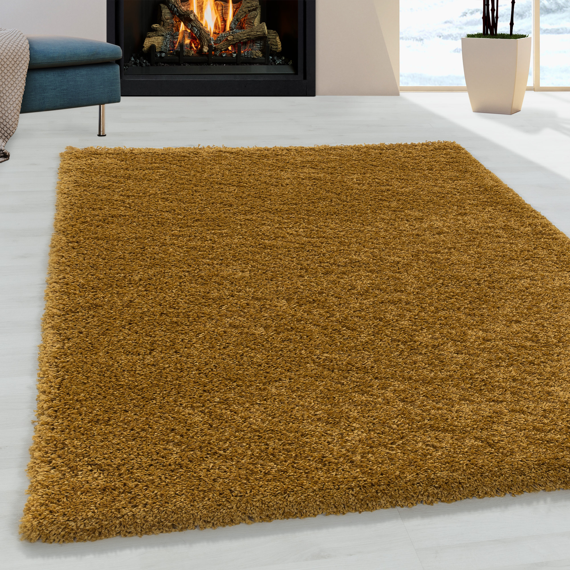 SYDNEY - Tapis shaggy uni à poils longs moutarde - SYD3000DOR
