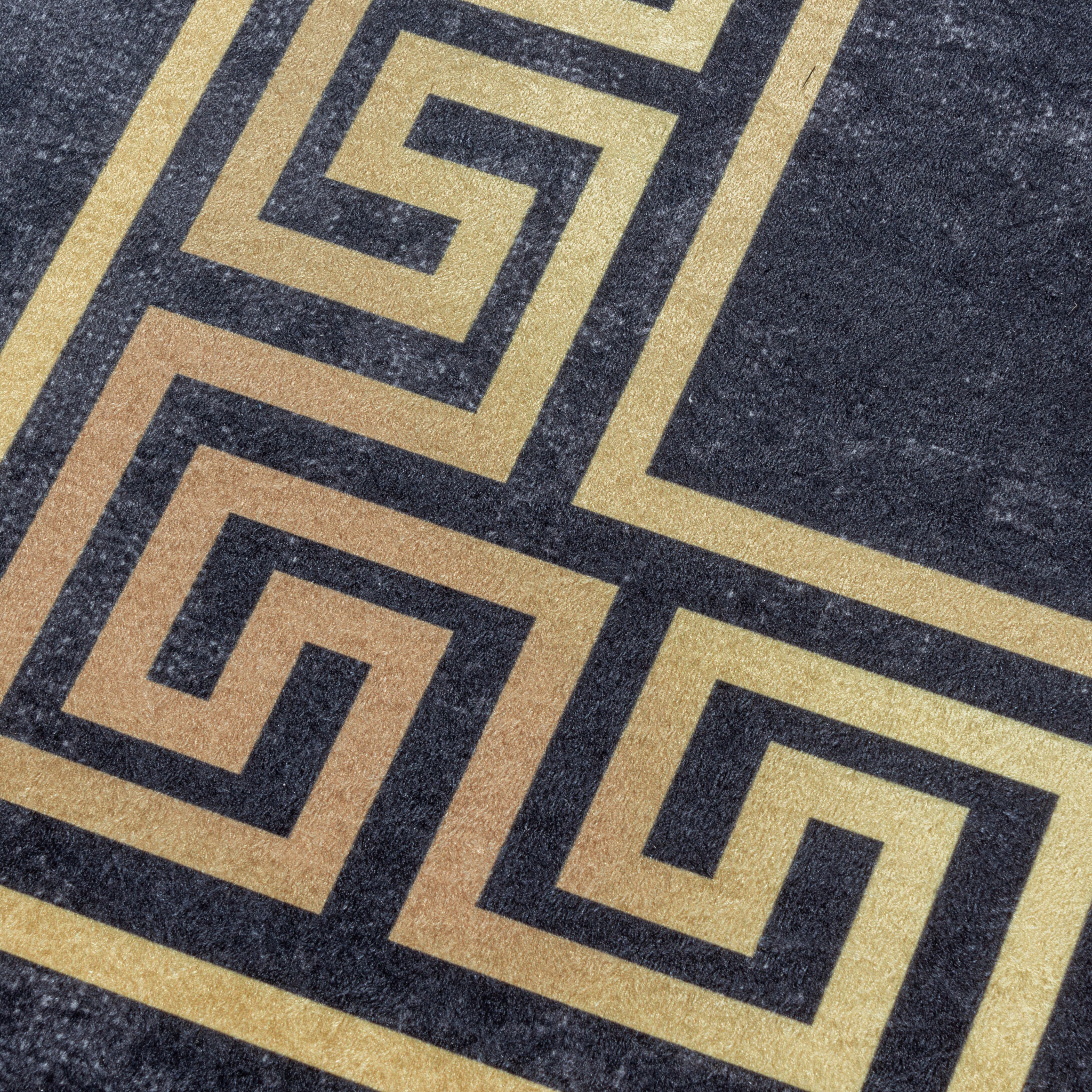 FIESTA - Tapis à frise grecque noir et doré
