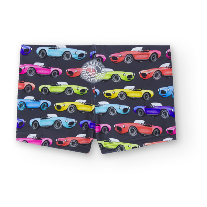 Bañador estampado con coches de color gris oscuro, Bañador