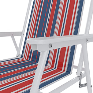 Sedia Pieghevole Da Spiaggia Campeggio Camping Leggera E Resistente In Metallo In Tessuto Oxford 600D Con Braccioli Seggiola Multicolore Rosso Blu