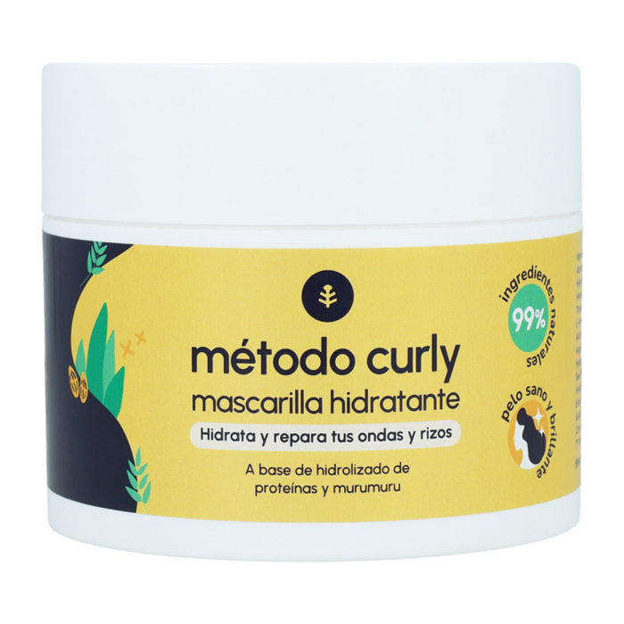 Mascarilla Hidratante Método Curly 200 ml Fortificante, Reparadora, Vegana y Natural - Mascarilla Pelo Metodo Curly Para Pelo Rizado y Brillante | Elaborado en España