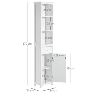 Meuble colonne de salle de bain moderne 34L x 24l x 170H cm blanc