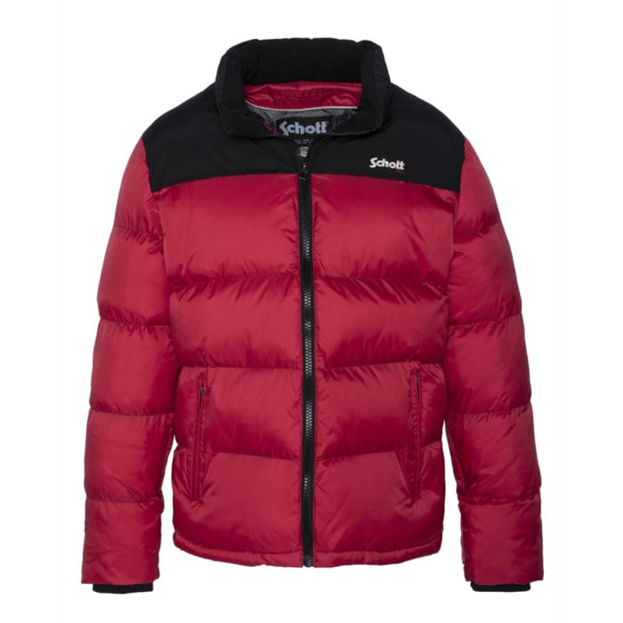 UTAH PADDED JACKET WITH YOKES & SCHOTT NYC CHEST EMBROIDERY BODY = 100% NYLON / YOKES = 60% COTTON 40% NYLON Rosso