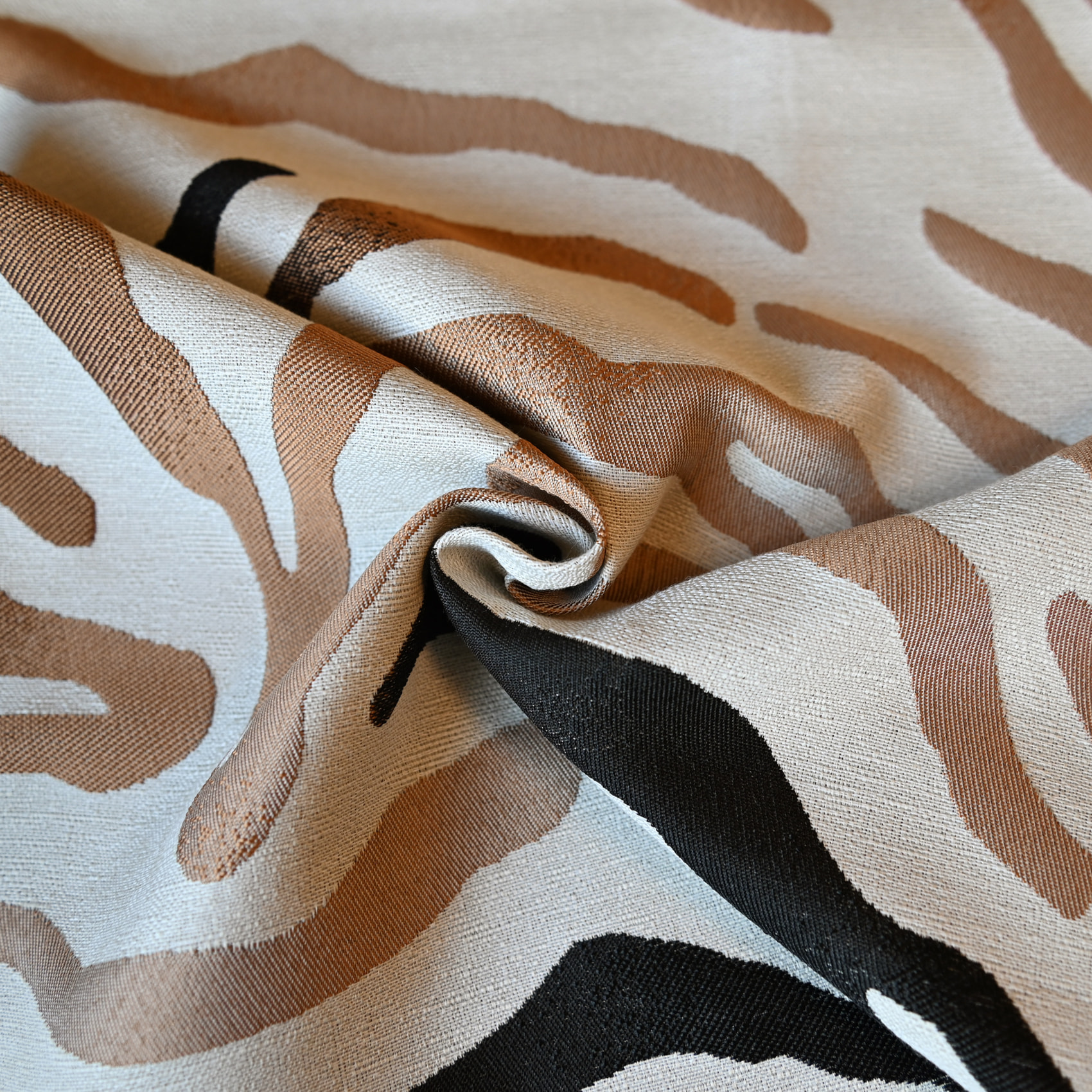 Tissu jacquard ameublement motif zèbre dégradé - Jaune Ocre