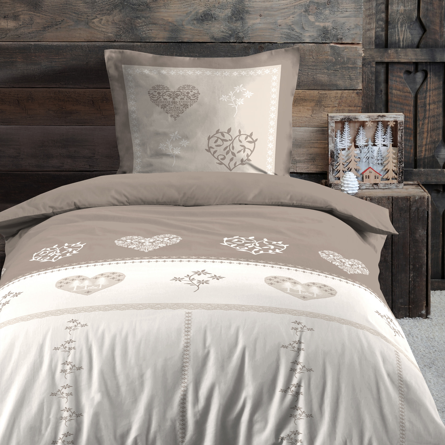 Parure de lit style montagne chaleureuse - Naturel