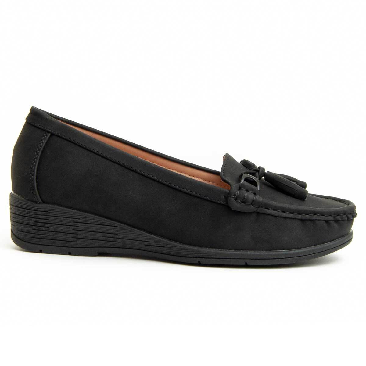 Mocasines De Cuña - Negro - Altura: 3 Cm