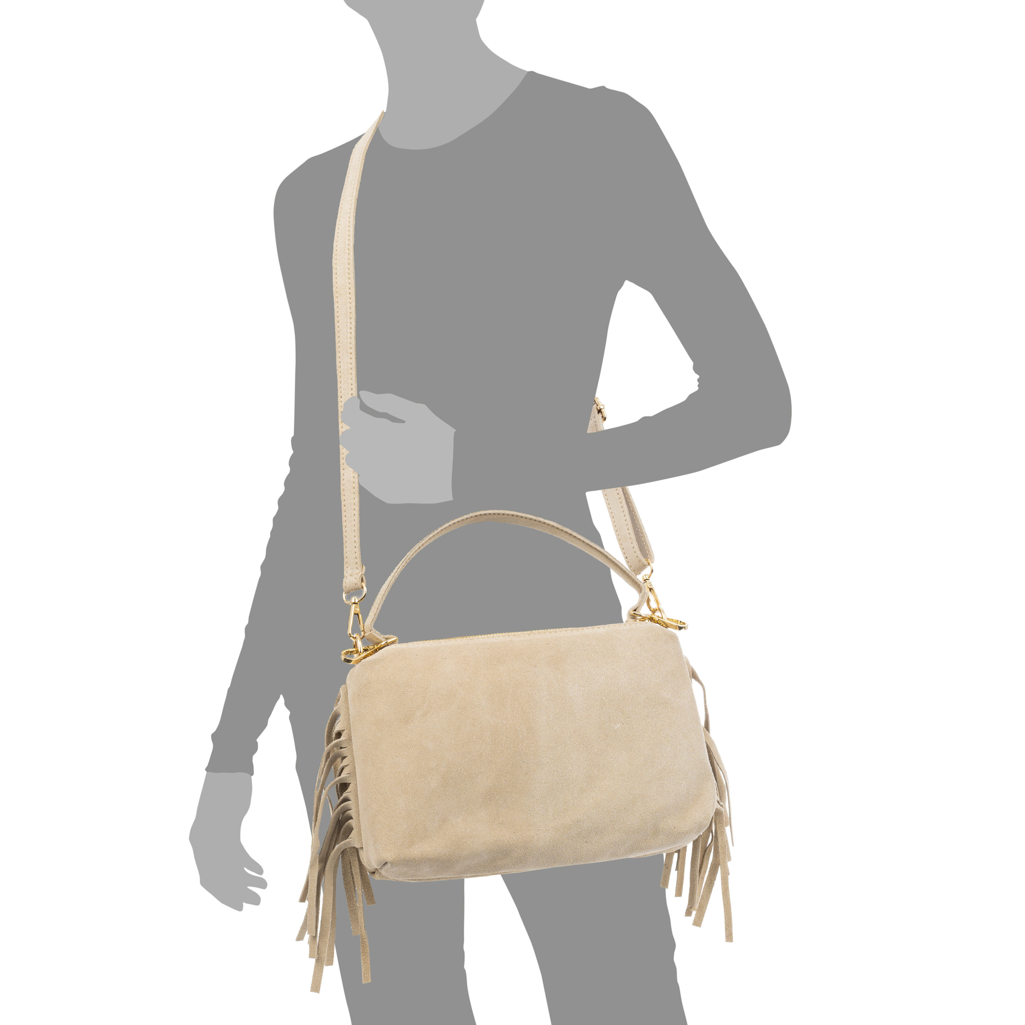 Benedetti Bolso de hombro Mujer. Piel auténtica Gamuza.
