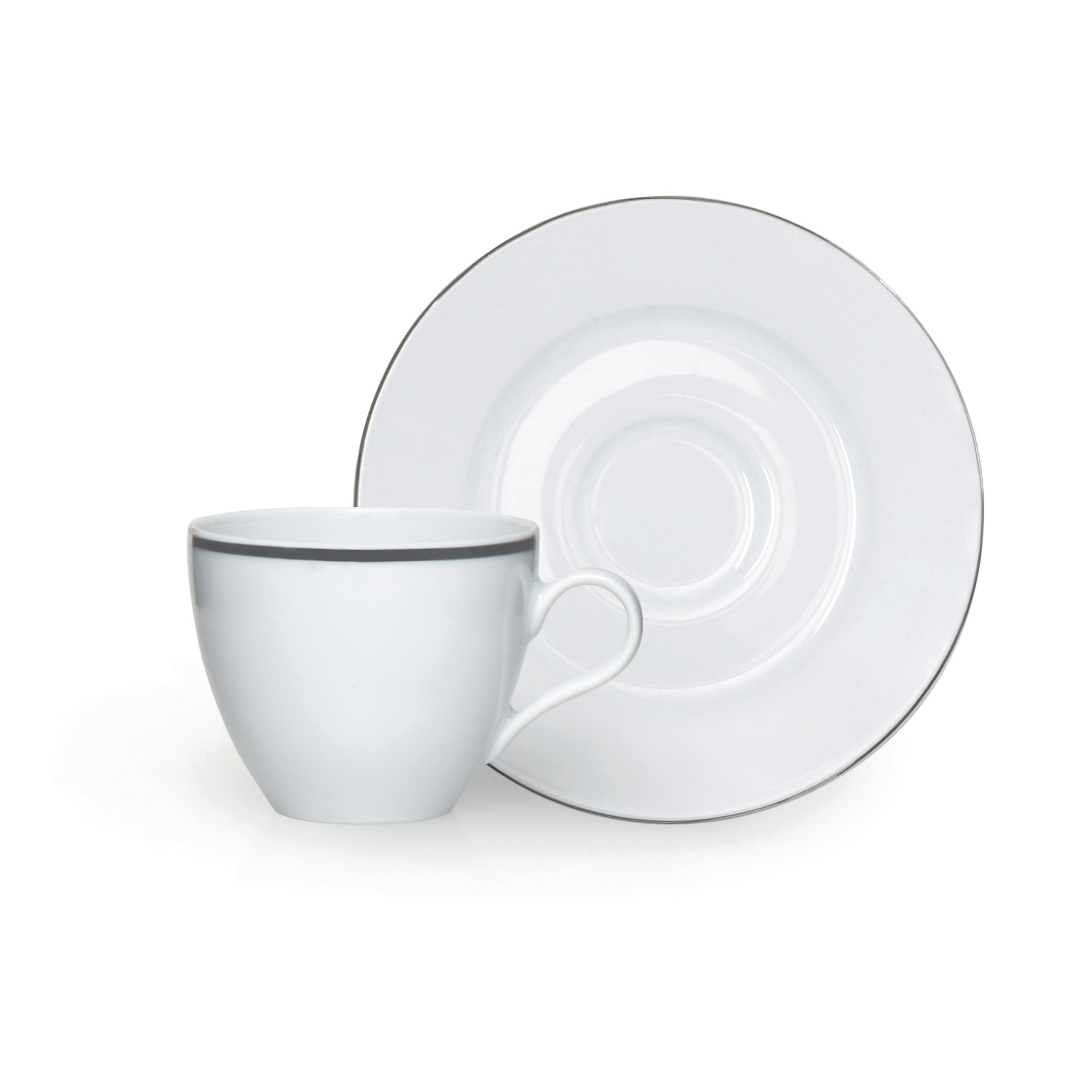 Set 6 Tazze Caffè con Piattino Excelsa – Platinum, Porcellana Bianca