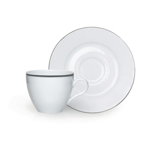 Set 6 Tazze Caffè con Piattino Excelsa – Platinum, Porcellana Bianca