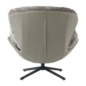 Fauteuil rotatif 360° tissu doux avec simili et pieds métal - DOUDOU