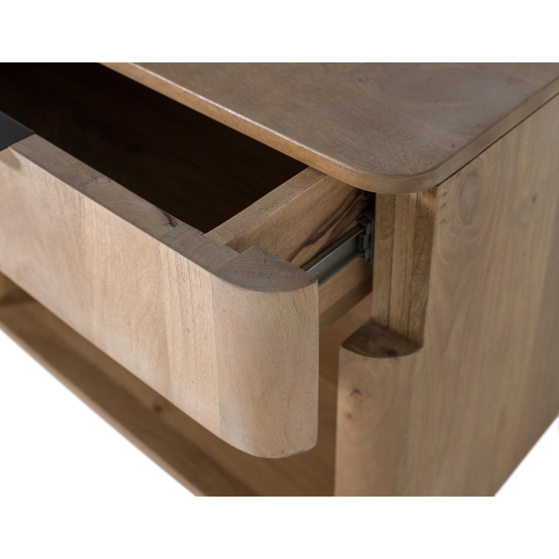 Mesitas de Noche de Madera de Mango 66 Cm Estilo Rústico Moderno
