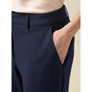 Oltre - Pantaloni cropped in tessuto crêpe - Blu