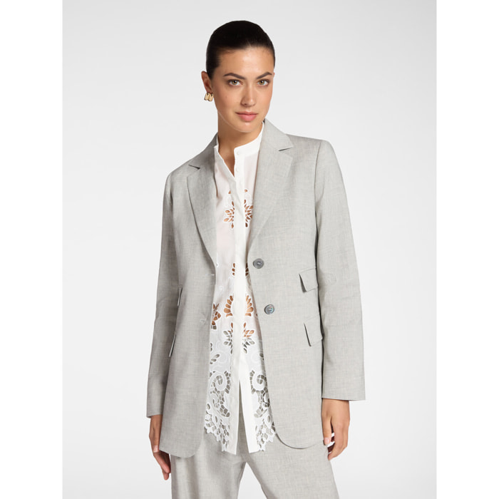 Elena Mirò - Blazer de mezcla de lino con botonadura sencilla - Gris