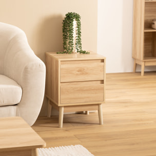 Table de chevet 2 tiroirs effet chêne naturel "Abana"