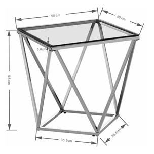 Table d'appoint Cristallo 50x50cm argentée Kare Design